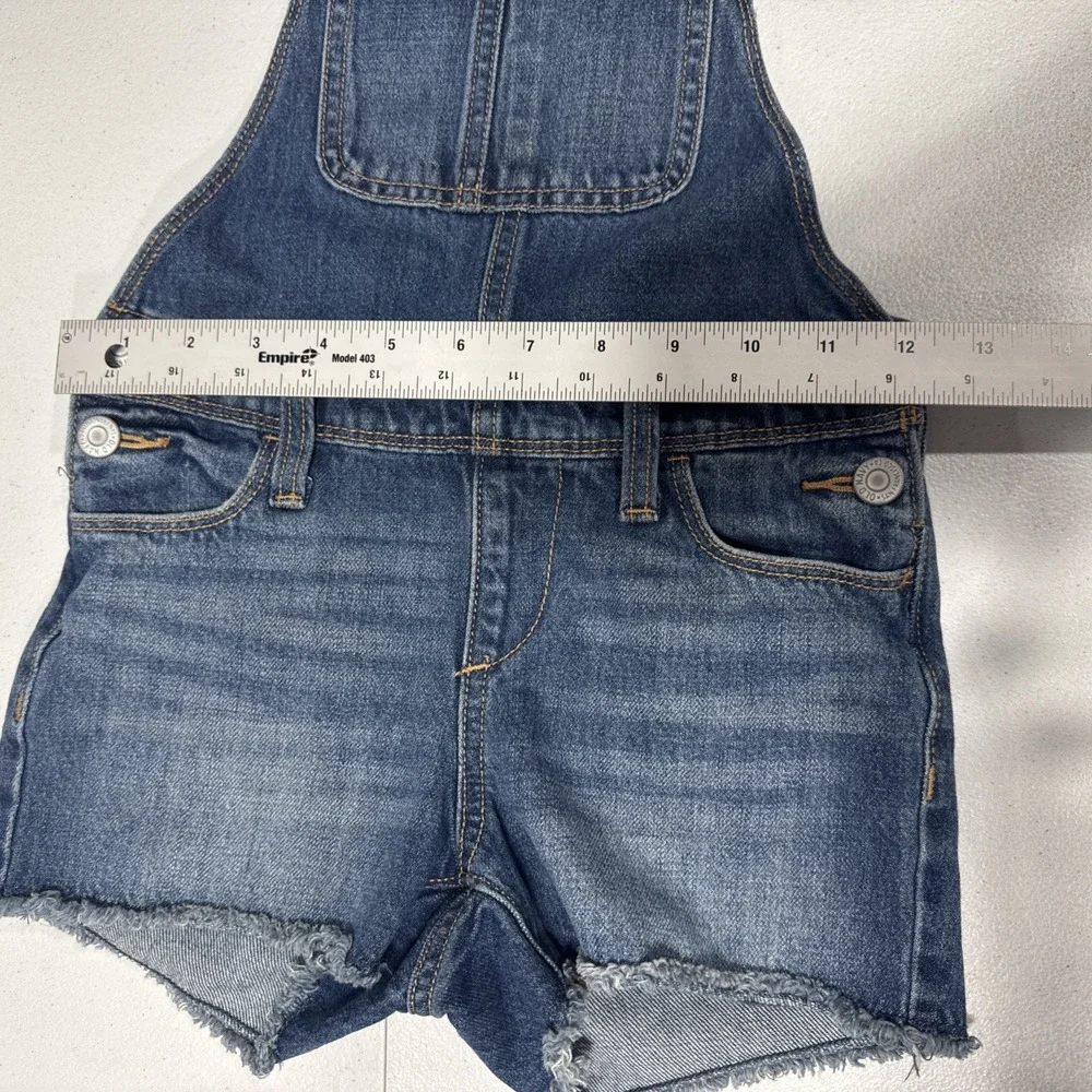 Old Navy Jeans Girls S 6/7 Denim Short Overalls Blue Adjustable Straps Jumper